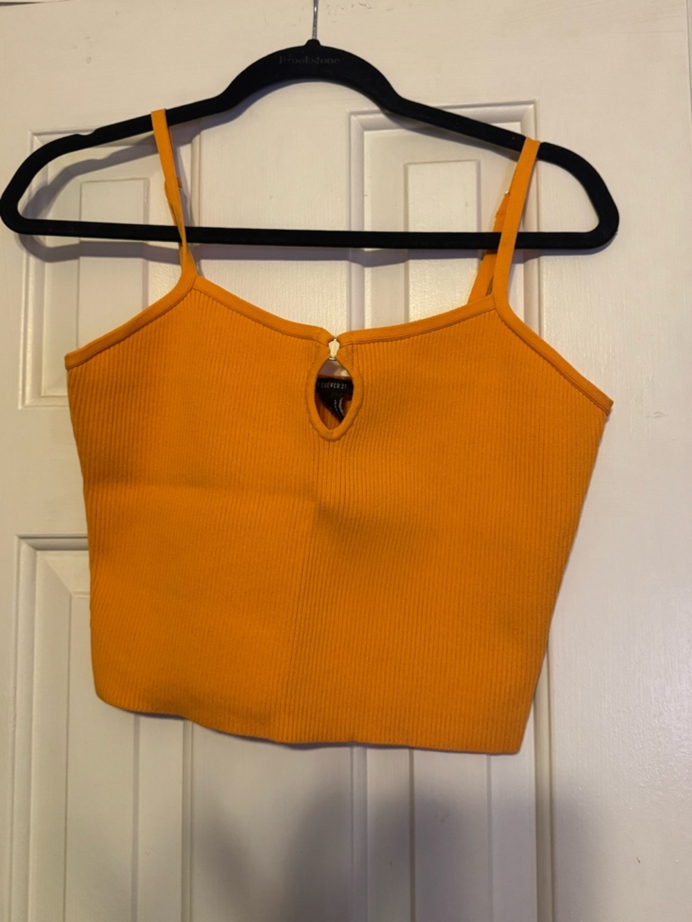 Forever 21 Ribbed Keyhole Cropped Cami - Orange